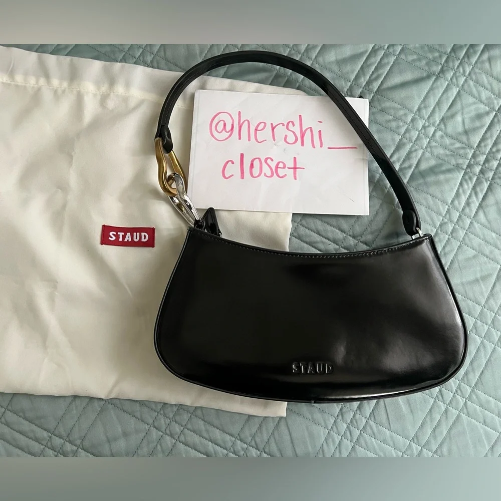 STAUD Black Leather Shoulder Bag - Picture 3 of 14